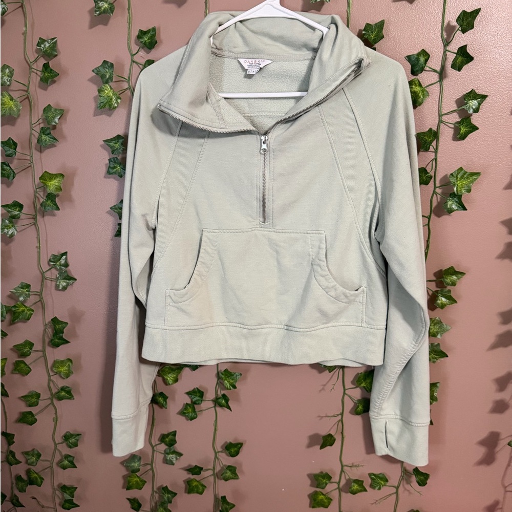 Danskin Light Gray Quarter-Zip Sweatshirt